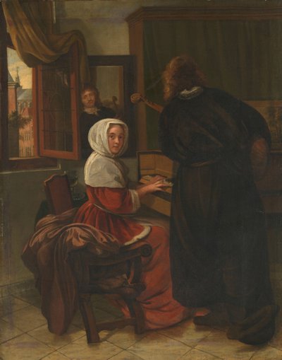 Paar maakt muziek door Cornelis de Man (manner of)