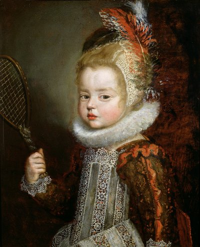 Portret van een kind met een racket door Cornelis de Vos