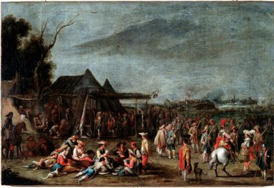 Bivak van soldaten door Cornelis de Wael