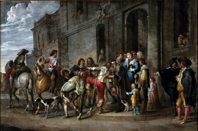 Parabel van de Bijbel: Het vertrek van de verloren zoon door Cornelis de Wael