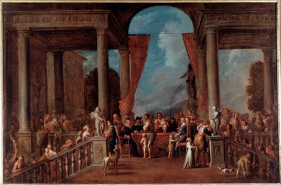 Werken van barmhartigheid: de naakten kleden door Cornelis de Wael