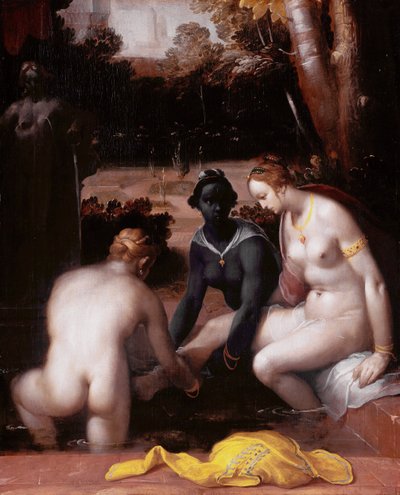Bathseba op haar toilet door Cornelis van Haarlem