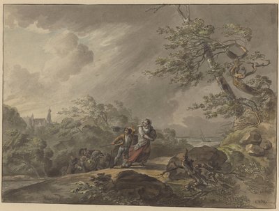 Reizigers overvallen door een storm bij Kasteel Doorwerth door Cornelis van Hardenbergh
