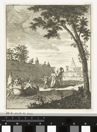 Landschap met boot door Cornelis van Jagen