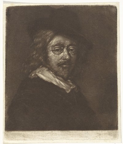 Portret van Frans Hals met een hoed door Cornelis van Noorde
