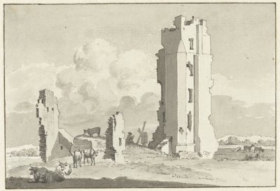 Ruïne van het Huis te Kleef bij Haarlem door Cornelis van Noorde