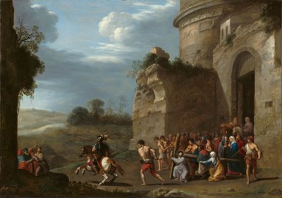 Christus draagt het kruis door Cornelis van Poelenburch