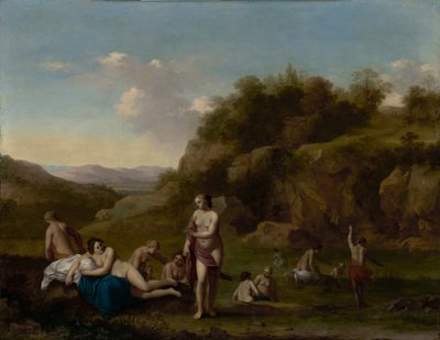 Landschap met badende naakten door Cornelis van Poelenburgh