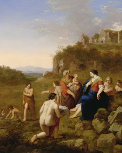 Het Vinden van Mozes door Cornelis van Poelenburgh or Poelenburch