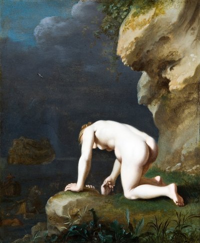 De Godin Calypso redt Odysseus door Cornelis van Poelenburgh or Poelenburch