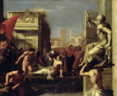 Het martelaarschap van St. Laurentius door Cornelis van Poelenburgh or Poelenburch