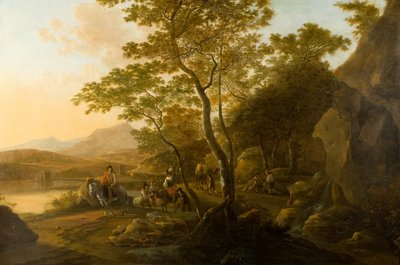 Landschap met figuren, c.1655-1710 door Cornelis van Swanenburgh
