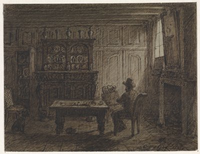 Man zittend in een kamer door Cornelis van der Griendt