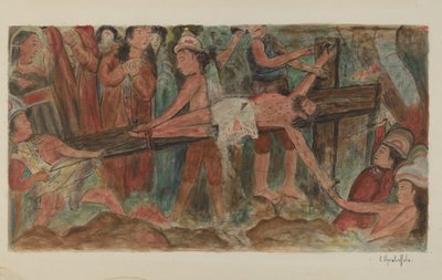 Kruiswegstaties nr. 11. Jezus wordt aan het kruis genageld, 1941 door Cornelius Christoffels