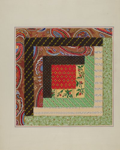 Log Cabin Quilt Vierkant door Cornelius Christoffels and Margaret Linsley
