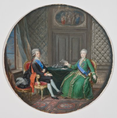 Koning Gustavus III en Catharina II van Rusland in Fredrikshamn 1783 door Cornelius Hoyer