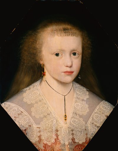 Portret van een jong meisje door Cornelius I (attr.to) Johnson