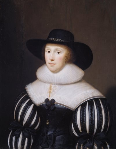 Portret van Grace Bradbourne, vrouw van Thomas Holte door Cornelius I Johnson
