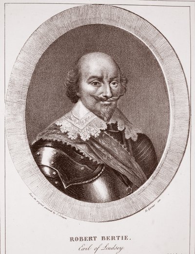 Robert Bertie, graaf van Lindsey, toegeschreven aan H. Garnier, gegraveerd door de Langlume door Cornelius I Johnson