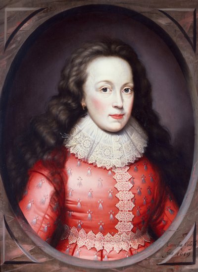 De gravin van Arundel in een rode jurk door Cornelius I Johnson