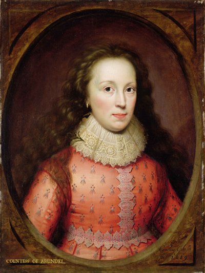 Portret van een vrouw, traditioneel geïdentificeerd als de gravin van Arundel, 1619 door Cornelius Janssen van Ceulen