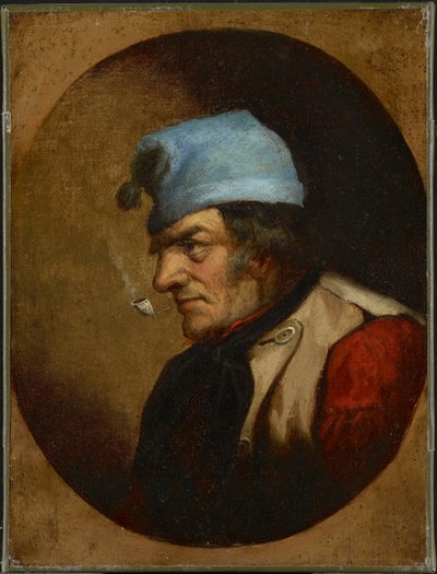 Bewoner met Blauwe Muts en Pijp, ca. 1855 door Cornelius Krieghoff