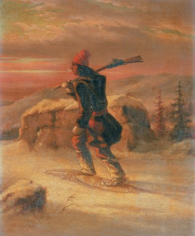 Indiase Jager in de Sneeuw door Cornelius Krieghoff