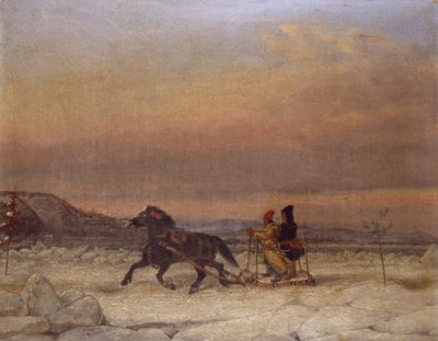 Slee in de Sneeuw door Cornelius Krieghoff