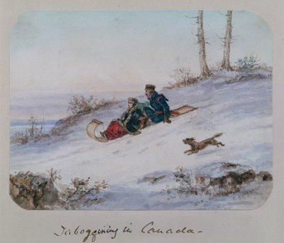 Sleeën in Canada door Cornelius Krieghoff