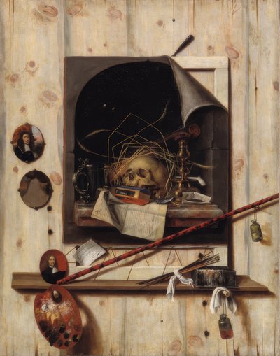 Studiomuur en Vanitas Stilleven door Cornelis Norbertus Gijsbrechts
