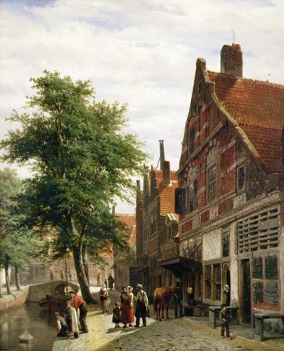 De Zuiderhavendijk, Enkhuizen in de Zomer door Cornelius Springer