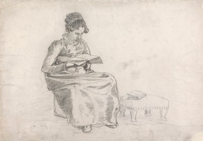 Meisje dat een Boek Leest door Cornelius Varley