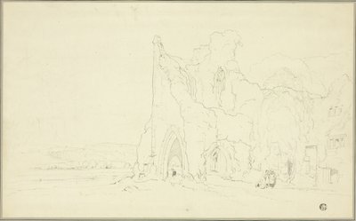 Landschap met gotische ruïnes door Cornelius Varley