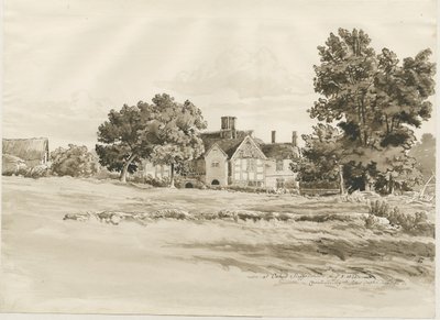 Oaken - Boerderij: sepia was tekening, 5 aug 1820 door Cornelius Varley