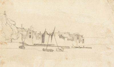 Kleine boten in de haven door Cornelius Varley