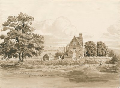 Tettenhall - Perton Hall: sepia wassing tekening, 9 aug 1820 door Cornelius Varley