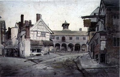 De markt, Ross, Herefordshire door Cornelius Varley