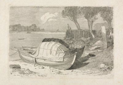 Twee Gestrande Vissersboten, 1809 door Cornelius Varley