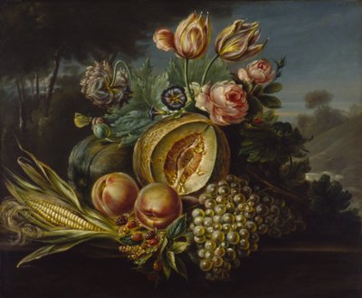 Stilleven met fruit en bloemen, 1824 door Cornelius de Beet