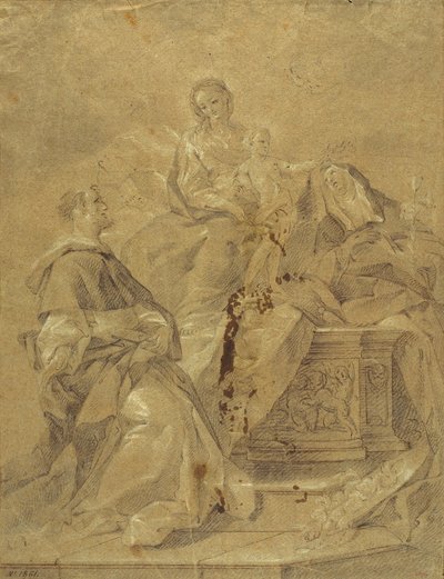 Maagd en kind, Sint Catharina van Siena en Sint Dominicus door Corrado Giaquinto