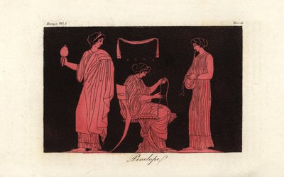 Een afbeelding van Penelope, vrouw van Odysseus, met haar bedienden door Corsi Corsi