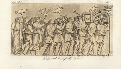 Romeinse soldaten marcheren in processie met oorlogsbuit op de Boog van Titus door Corsi Corsi