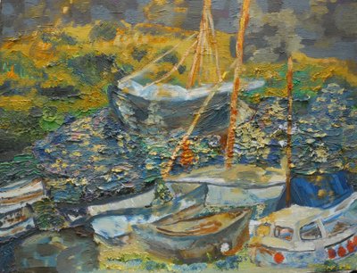 Haven van Mousehole, rustende boten door Cosima Duggal