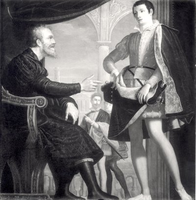 Michelangelo en Francesco I de Medici door Cosimo Gamberucci or Gambaruccio