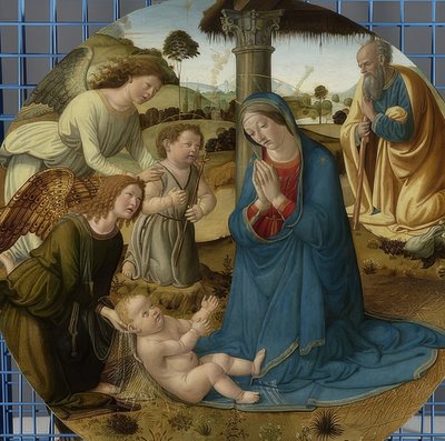De aanbidding van het kind. Ca. 1485-1507 door Cosimo Rosselli