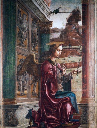 Engel, detail van de Annunciatie door Cosimo Tura