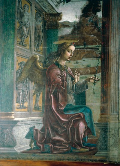 Annunciatie, orgelluik in de Kathedraal van Ferrara (detail) door Cosimo Tura