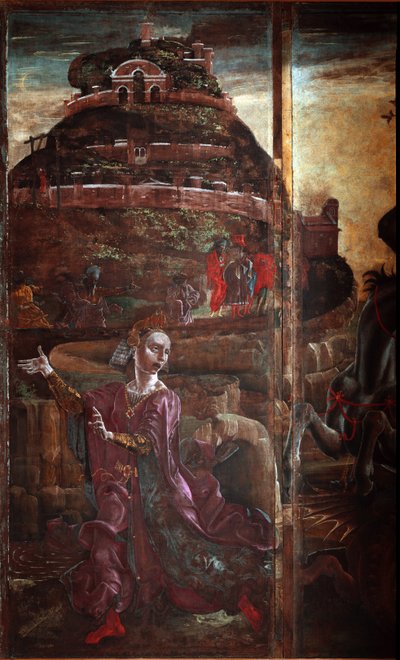 Sint Joris en de Draak, detail van de Prinses door Cosimo Tura