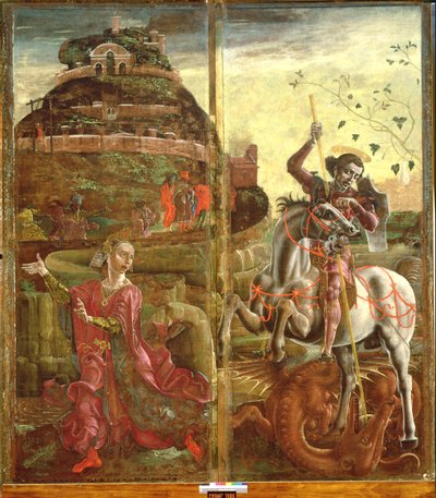 St. Joris en de Draak, van een polyptiek, 1469 door Cosimo Tura