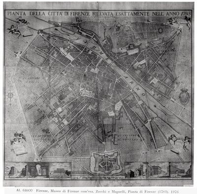 Plattegrond van de stad Florence, 1783 door Cosimo Zocchi